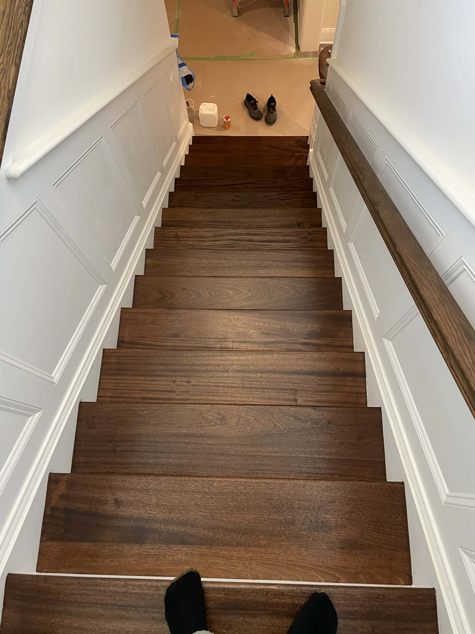 Custom walnut stair refinishing Ocean County NJ